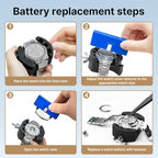 EasyTime Watch Battery Replacement Tool Kit Professional Watch Repair Toolkit and Back Remover Set with Adjustable Case Opener, Tweezers, Screwdriver and Instructions - color: Blue