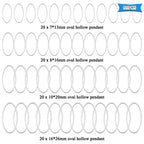 80 Pcs 4 Szie Open Bezel Pendants Hollow Frame Pendant Earrings Hoops Pendant Oval Frame Pendants Connectors Soldered Linking Ring for Earrings Findings DIY Craft Jewelry Making Accessory (Silver) - color: Oval-silver