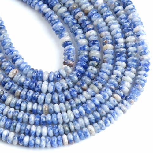 150PCS 2x4mm Natural Blue Sodalite Stone Rondelle Beads Abacus Disk Stone Beads Round Loose Spacer Gemstone Beads for DIY Bracelet Necklace Jewelry Making - color: Blue Sodalite, size: 2x4mm Abacus Disk
