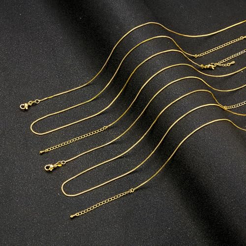 10PCS 18 Inches Adjustable 18K Gold Plated Necklaces Bulk Small Box Necklace Chain for Women - color: Gold Box