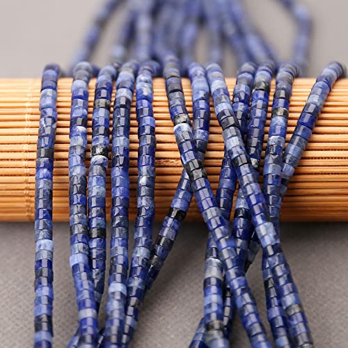 150PCs Natural Blue Sodalite Spacer Beads, Loose Semi Precious Flat Round Gemstone Heishi Disc Stone Beads for Beading Jewelry Making 4mm*2mm 38cm - color: Blue Sodalite, size: 4MM*2MM