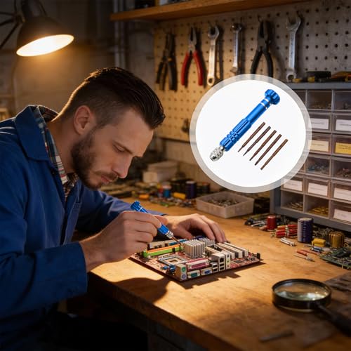 5-in-1 Multifunctional Small Screwdriver, Precision Set with 5 Micro Bits, Mini Repair Magnetic Screwdriver Kit for Eyeglass Sunglasses Electronics Cellphone Jewelry, Blue - color: Blues