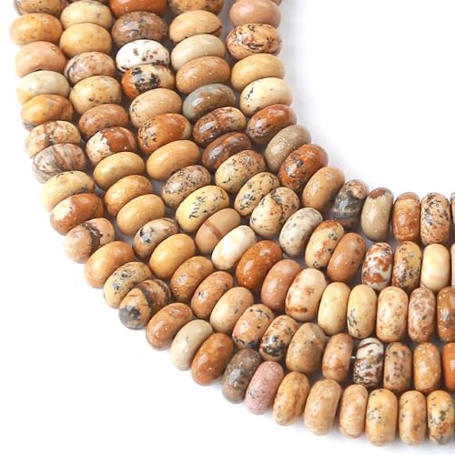 2x4MM 150PCS Picture Jasper Tube Rondelle Abacus Disk Spacer Loose Beads for Jewelry Making - color: Picture Jasper, size: 2x4mm abacus-shaped
