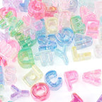 FASHEWELRY 52Pcs Large Hole Letter Acrylic Beads Iridescent Clear Big Plastic Letter Blocks European Beads 3D Letters Initial A-Z Alphabet Bead for Keychains Necklace DIY Arts Craft - color: Random Clear, size: A - Z
