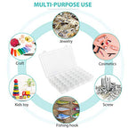 Umirokin Small Parts Organizer Box 2 Pack, 36 Grid Bead Organizer with Adjustable Dividers, Plastic Organizer Box for Screws, Jewelry Making, Craft Storage, Fishing Tackle, Clear Compartment Container - size: 36 Grids 2 Packs