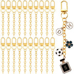 Hzopcw 20pcs Gold Keychain Making Kit, Key Ring Swivel Snap Hook Chains, Alloy Extender Keychain Bag Charm Kits for DIY Crafts Jewelry Making Handbag Purses- D Style - color: Gold-20pcs-D Style