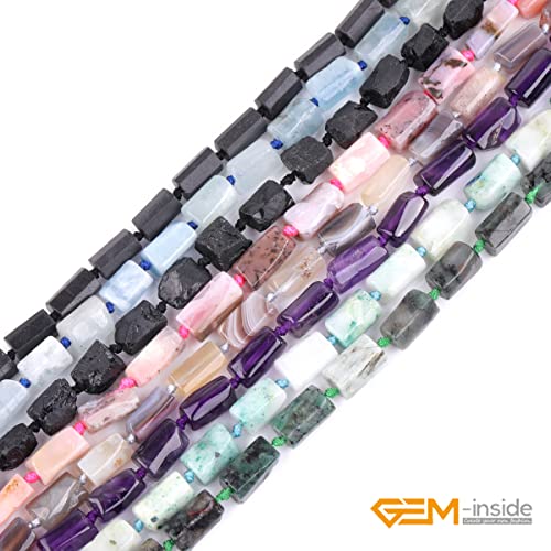 GEM-Inside 25Pcs 8x12mm Natural Amethyst Quartz Gemstone Faceted Freeform Tube Column Chakra Beads for Jewelry Making Full 15" Strand Power Energy Healing - color: Amethyst Quartz