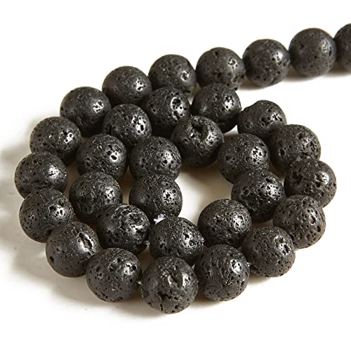 150pcs 6mm Black Lava Beads Natural Gemstone Beads Round Loose Beads for Jewelry Making - color: Black Lava, size: 6mm