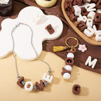 Cheriswelry 52Pcs Letter A-Z Beads Acrylic Alphabet Bead European Large Hole Bracelet Spacer Bead 20-21mm for DIY Craft Necklace Keychain Lanyard Making Hole: 6mm - color: Creamy&Brown