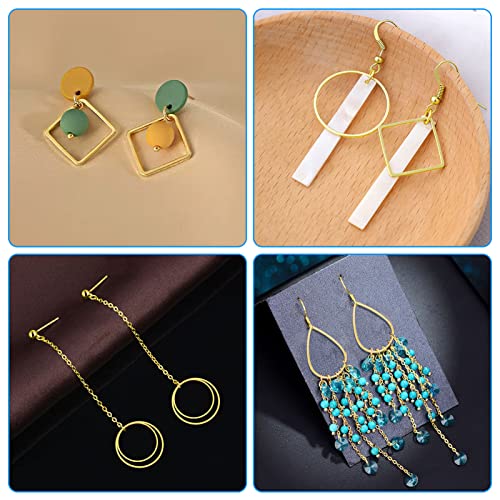 120Pcs Earring Hoops for DIY Jewelry Making - Hypoallergenic Earring Findings with Round, Square, Teardrop, Circle Shapes - Open Bezel Pendant Frame - color: Gold