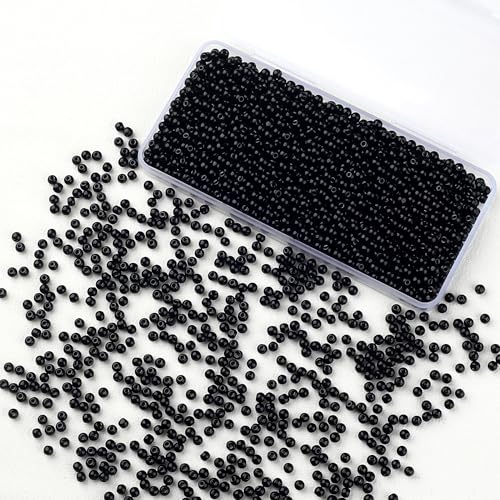 1000Pcs 4mm Black Round Glass Beads for Bracelets, Beading Supplies Glass Crystal Beads for Bracelet DIY Crafts Jewelry Making Kits Earring Necklaces(Black) - color: Black, size: 4mm 1000pcs