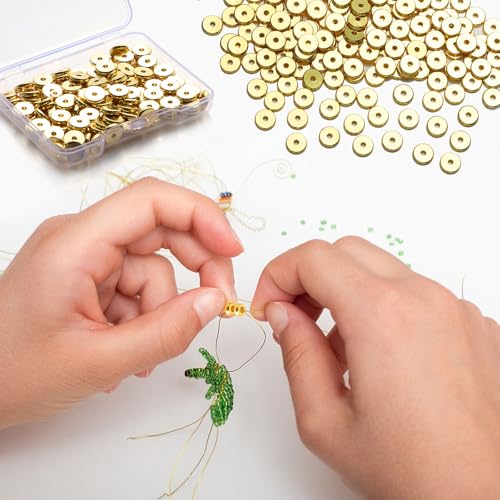 200pcs 18K Gold Plated Brass Flat Disc Spacer Beads for DIY Bracelet, Necklace Jewelry Making (Gold-3mm) - color: Gold-3mm
