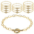 Prasacco 12 Pcs Bracelet Chains for Jewelry Making, Chain Bracelet for Women, Link Chain Bracelets with OT Toggle Clasp, Charm Bracelets for Jewelry Making (Gold) - color: Gold
