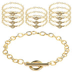 Prasacco 12 Pcs Bracelet Chains for Jewelry Making, Chain Bracelet for Women, Link Chain Bracelets with OT Toggle Clasp, Charm Bracelets for Jewelry Making (Gold) - color: Gold