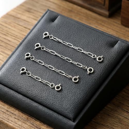 4 PCS Silver Chain Extenders for Necklaces Bracelet Extender Silver Necklace Extenders for Women Bracelet Extension Link for Delicate Jewelry