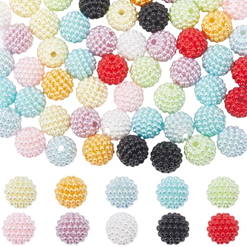 SUNNYCLUE 100Pcs 10 Colors Chunky Beads Bulk 15mm Beaded Pen Beads Disco Ball Beads Round Bayberry Beads Resin Chunky Bubblegum Bead Loose Bead for DIY Jewelry Making DIY Necklace Bracelets Crafts - color: 100pcs 15mm 10 Chunky Beads