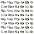 PH PandaHall 120Pcs Tibetan Silver Beads, 12 Style Large Hole Spacer Beads, Alloy Charms Assorted Column for Jewelry Making Crafts DIY