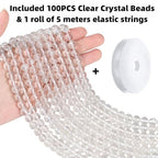 QINJIEJIE 100PCS Clear Crystal Beads 8mm Natural Stone Beads Round Loose Gemstone Bead for Bracelet Beading Crystal Jewelry Making DIY Necklace Earrings 0.32" - color: Clear Crystal, size: 100PCS