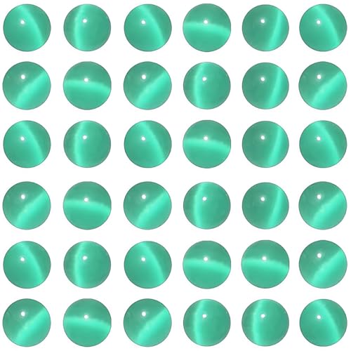 100pcs Mint Green Cat Eye Beads 8mm Round Semi Precious Stone Hole Size 1mm DIY Charm Spacer Beading Smooth Gemstone Loose Beads for Jewelry Making Bracelets Necklaces Earrings Crafting - color: Mint Green