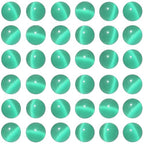 100pcs Mint Green Cat Eye Beads 8mm Round Semi Precious Stone Hole Size 1mm DIY Charm Spacer Beading Smooth Gemstone Loose Beads for Jewelry Making Bracelets Necklaces Earrings Crafting - color: Mint Green