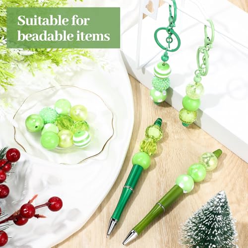 Ferreve 20 Pcs Chunky Bubblegum Beads 20mm Focal Pen Large Rhinestone Pearl Beads for DIY Beadable Pen School Jewelry Making Keychain Craft Making(Fruit Green) - color: Fruit Green