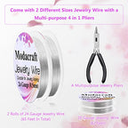 3Rolls 20/24 Gauge Silver Wire with 4 in 1 Jewelry Pliers, Modacraft Tarnish Resistant 20 Gauge Craft Wire 24 Gauge Jewelry Wire for Jewelry Making Supplies and Craft - color: Silver, size: 20/24 Gauge Set