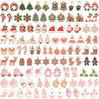 SANNIX 110Pcs/55 Pairs Christmas Charms, Holiday Enamel Charms Red Green Pink Gingerbread Xmas Pendants for DIY Bracelet Necklaces Earrings Craft Supplies - style: Assorted Christmas Charms