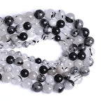 10MM 36PCS Natural Crystal Stone Black Rutile Quartz Gemstone 2A Grade Loose Beads for Jewelry Making DIY Bracelet Necklace Semi Precious Beads 1 Strand - color: Black Rutile Quartz, size: 10mm