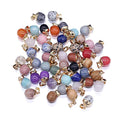 QSLLER 8pcs Natural Stone Pendants,Bean Shape Natural Semi-Precious Stone Pendant Charms（13x18mm） Charms for DIY Jewelry Making Necklace Bracelet