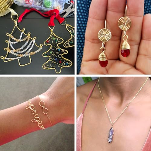 PH PandaHall Pandahall 6 Sizes Light Gold Copper Jewelry Wire Tarnish Resistant Copper Craft Wire Thin Metal Bendable Wrapping Wire for Crafting Sculptures, 18/20/22/24/26/28 Gauge