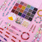 AIPRIDY Jewelry Making Beads Set, 590 PCS 10mm Round Mixed Color Rhinestone Clay Beads with Pearl and Floral Beads for DIY Bracelets, Necklaces(Fixed Mixed) - color: Fixed mixed