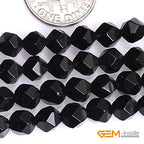 GEM-Inside Natural 6mm Black Agate Gemstone Loose Beads Faceted Cambay Crystal Energy Stone Power for Jewelry Making 15" - color: Black Agate, size: 6mm