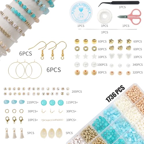 TOIPINIO Bracelet Making Kit Jewelry Making Supplies Kit Natural Stone Beads for Irregular Natural Stone with for DIY Craft Friendship Bracelet/Necklace/Earrings for Adults (Lapis Lazuli+Aquamarine) - color: Lapis Lazuli - Aquamarine