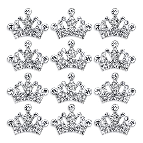24 Piece Crown Jewelry Embellishment for DIY Handmade Hair Accessories Sneakers, Clothes, Party Decorations Gift Box ，Dress，Rhinestone Alloy Appliques Decorative Home Decor (Silver) - color: Silver