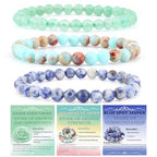 2/3-Pieces 4mm 6mm 8mm Natural Crystal Gemstone – Handmade Reiki Energy Healing Stretch Bracelets Jewelry for Yoga, Meditation, Unisex - color: 3 Pieces (AgalmatoliteJasper&BlueSpot&GreenAventurine), size: 6mm