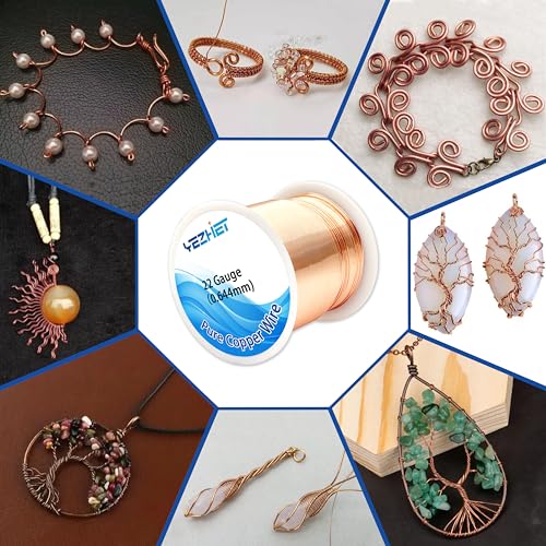 Solid Soil Copper Wire(22 Gauge, 16OZ, 500Ft) for Jewelry Making, Bare Pure Copper Wire for Crafts - size: 22GA