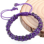 MASSIVE BEADS Double Layer Natural Chakra Healing Power Crystals Macrame Bracelet Yoga Stone Beads Gemstone Meditation Relax Anxiety Bangle for Unisex Women Men - color: Amethyst, size: 6mm