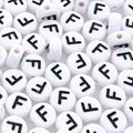 Amaney Letter Beads F 100pcs 7x4mm White Round Acrylic Black Alphabet for Bracelet Jewelry Making - color: F