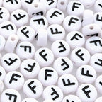 Amaney Letter Beads F 100pcs 7x4mm White Round Acrylic Black Alphabet for Bracelet Jewelry Making - color: F