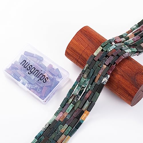 Natural Indian Agate Rectangle Tube Beads 4x13mm 38cm/str Loose Semi Gemstone Stone Beads for Making Bracelets Necklace Earrings - color: Indian Agate, size: 4x13mm Rectangle