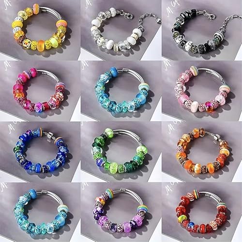 20pcs/Set Random Mixed Color European Style Acrylic Large Hole Beads Bracelet Spacer Beads for Bracelet Necklace Beading Handmade Accessories(SN345-Black)