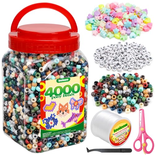 IOOLEEM Earth Tone Colored Bulk Pony Beads - 4000pc Kit for Friendship Bracelets & Jewelry Making, Easy Storage - color: Earth tone color