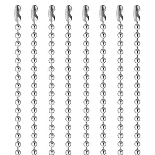 Pack of 50 Ball Bead Chain, Dog Tag Chain Necklace Bulk 24 inches Silver Nickel Plated Ball Chain for Jewelry Making DIY Crafts 2.4mm Bead Adjustable Metal Pull Chain with Matching Connector - size: 24 inch Metal