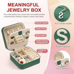PATIKIL Travel Jewelry Case, S Initial Small Travel Jewelry Box Organizer Rings Earrings Storage Case Personalized Gifts for Women Girls Birthday Christmas Bridesmaid Gifts, Dark Green - style: S