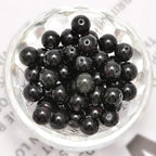 100pcs Natural Stone Beads 8mm Black Obsidian Round Genuine Real Stone Beading Loose Gemstone Hole Size 1mm DIY Charm Smooth Beads for Bracelets Necklaces Earrings Jewelry Making Crafts - color: Black Obsidian