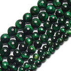 70PCS Natural 8MM Healing Gemstone, Green Tiger’s Eye Energy Stone Round Loose Beads, Semi-Precious Crystal Beads with Free Elastic String for Jewelry Making DIY - color: Green Tiger’s Eye, size: 8MM