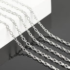 KYUNHOO 16.4 Feet Stainless Steel Chain Bulk Dainty Embossed Oval Cable Link Chain Roll Silver Jewelry Making Chains for Women Men DIY with Jump Rings Lobster Clasps - color: Silver Lip