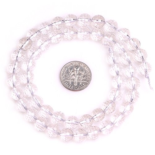 JOE FOREMAN 8mm White Clear Quartz Semi Precious Gemstone AAA Grade Faceted Loose Beads for Jewelry Making DIY Handmade Craft Supplies 15" - color: 8mm/faceted white clear quartz