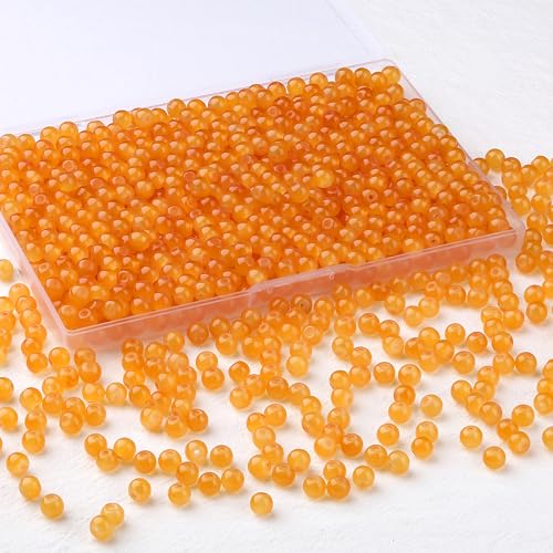 500Pcs Yellow Crystal Glass Beads for Earring Bracelets, 6mm Round Crystal Glass Beads for Bracelet Necklaces Making Kits DIY Crafts(Yellow Orange) - color: Yellow Orange