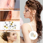 Hypoallergenic Earring Posts and Backs, Caffox 2000pcs Stud Earrings Making Kit with Ear Ring Base and Earring Backs for Leather Stud, Clay, Pearl Jewelry Making (Gold & Silver) - color: Gold & Silver